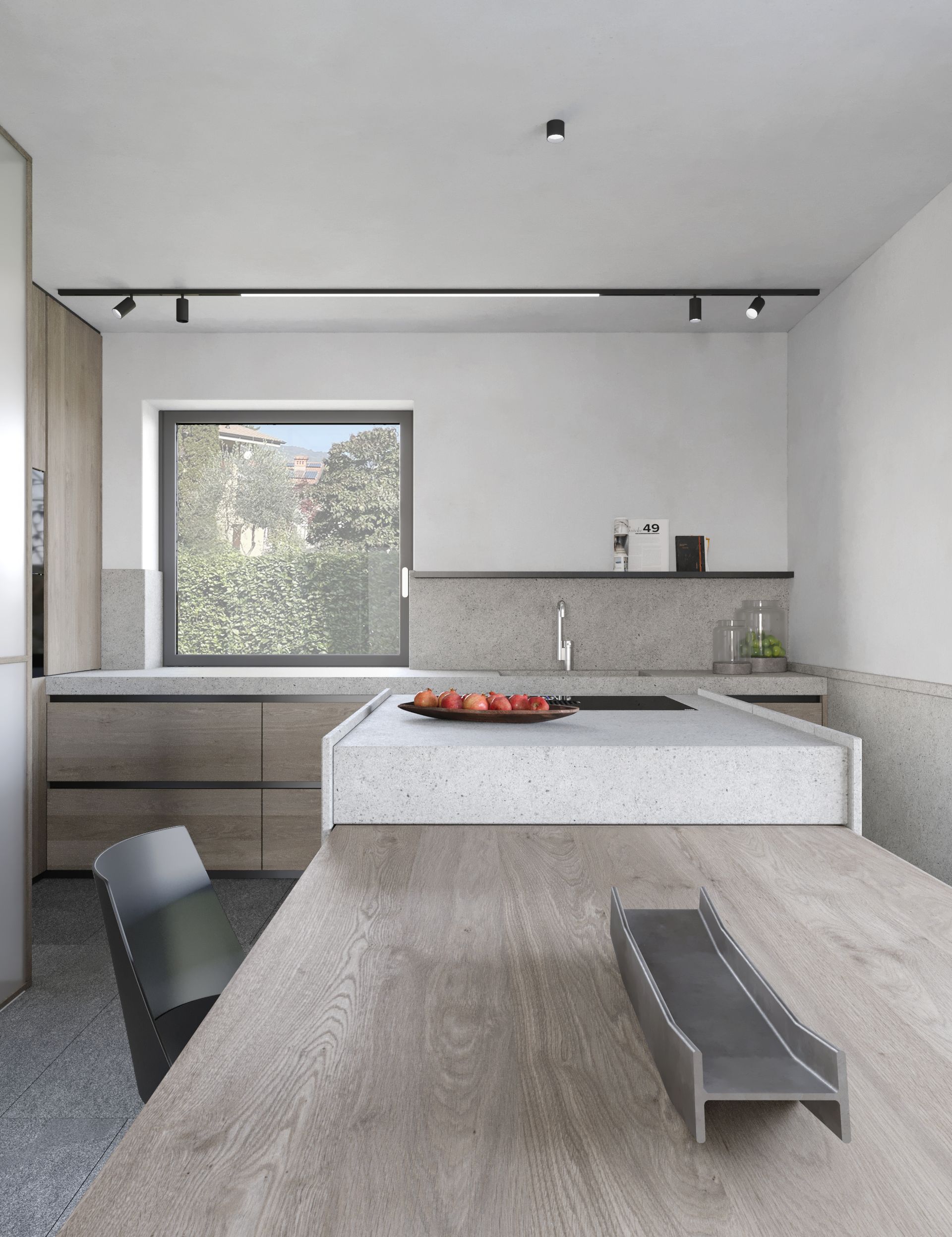 Progetto interior design, ristrutturazione appartamento, corpo scala, open space, isola cucina, Bergamo, Milano, Lago di Como, Londra, New York, Parigi, Gstaad