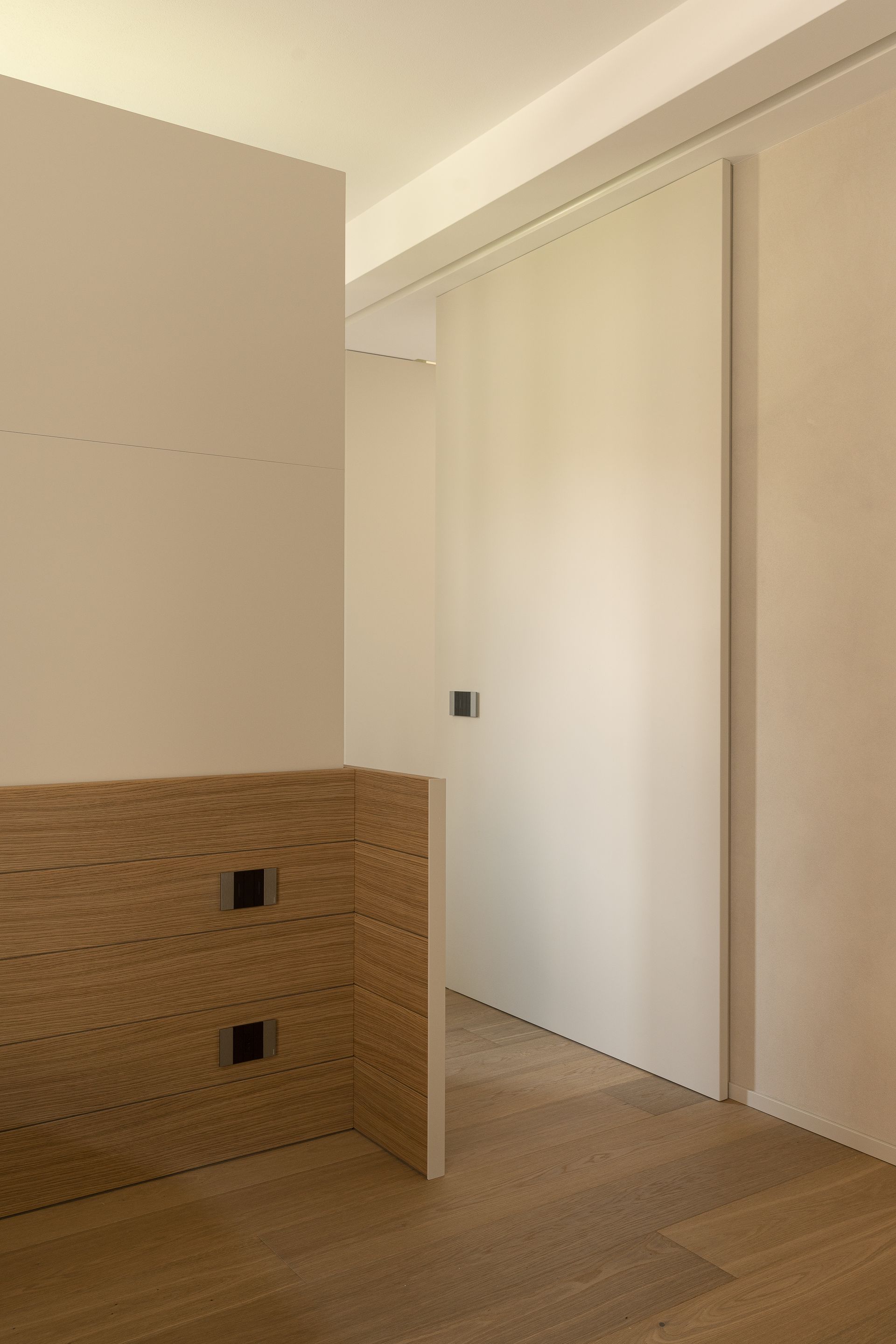 Interior design project, apartment with a view renovation Seriana Valley, Bergamo, Milan, Lake Como, London, New York, Paris. Officina Magisafi architecture design - bedroom view