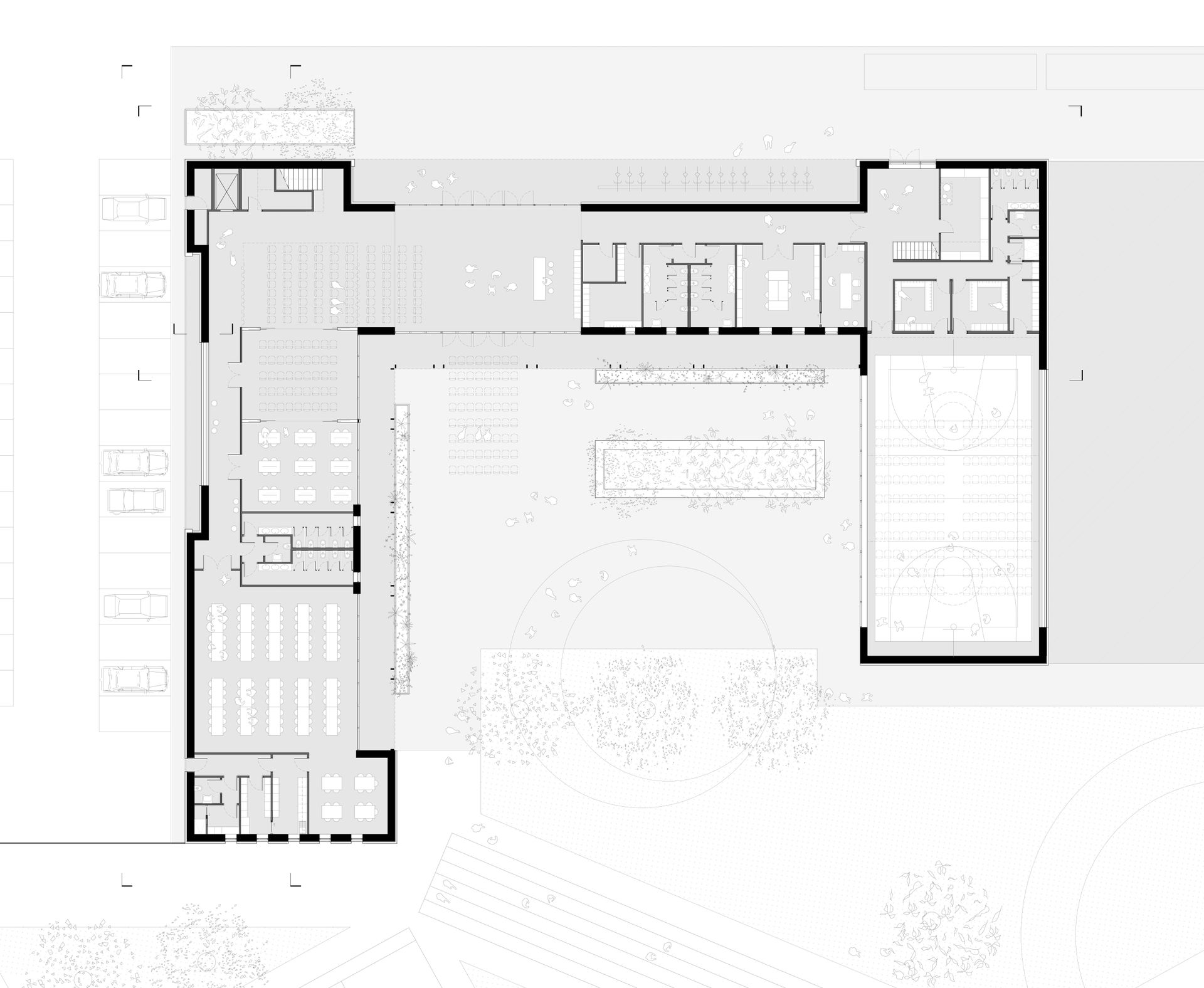Avezzano primary school project, reuse of local materials. Officina Magisafi architecture design studio - first floor plan