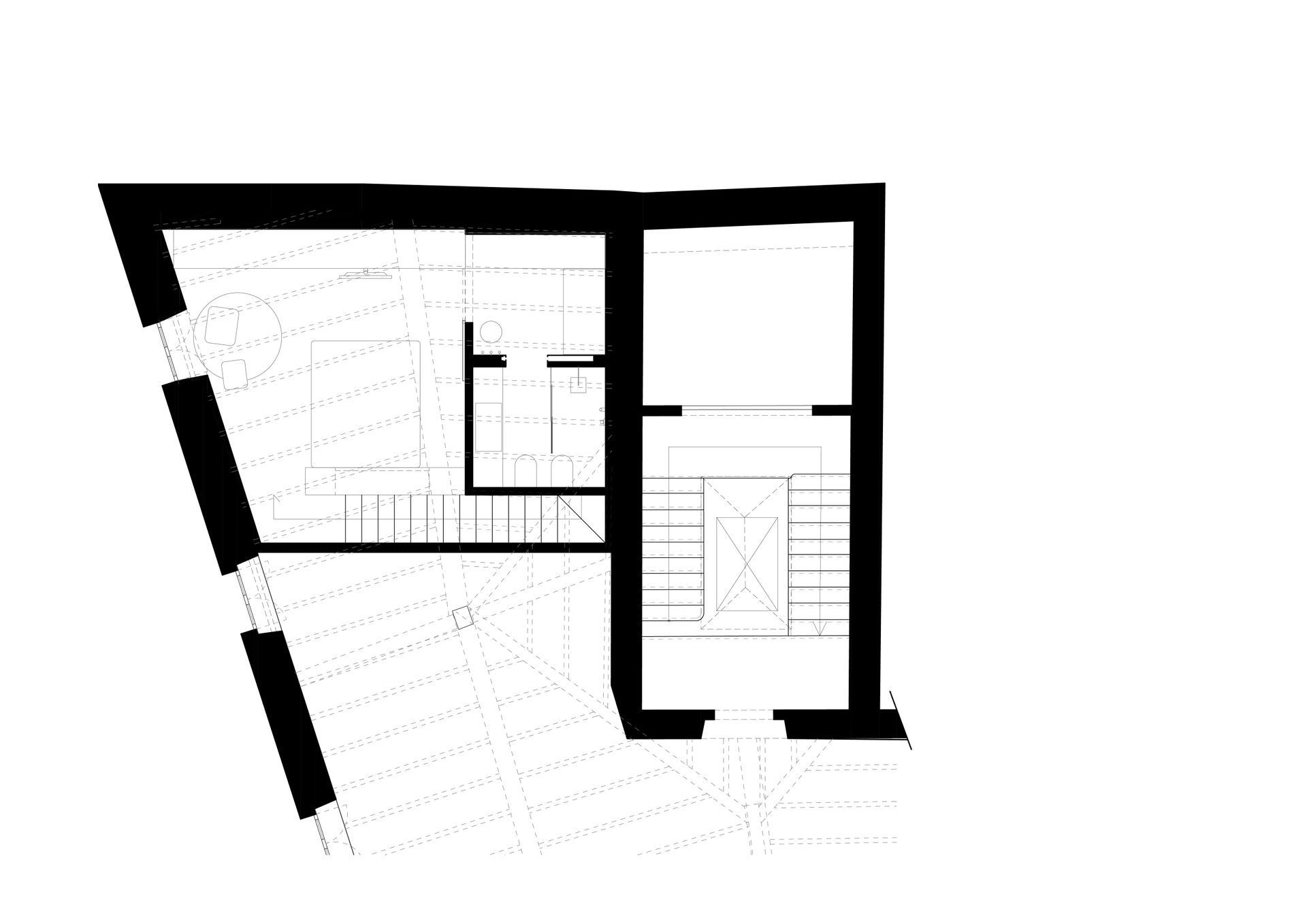 Progetto interior design, ristrutturazione appartamento attico camera da letto Bergamo, Milano, Lago di Como, Londra, New York, Parigi. Officina Magisafi architettura design - pianta
