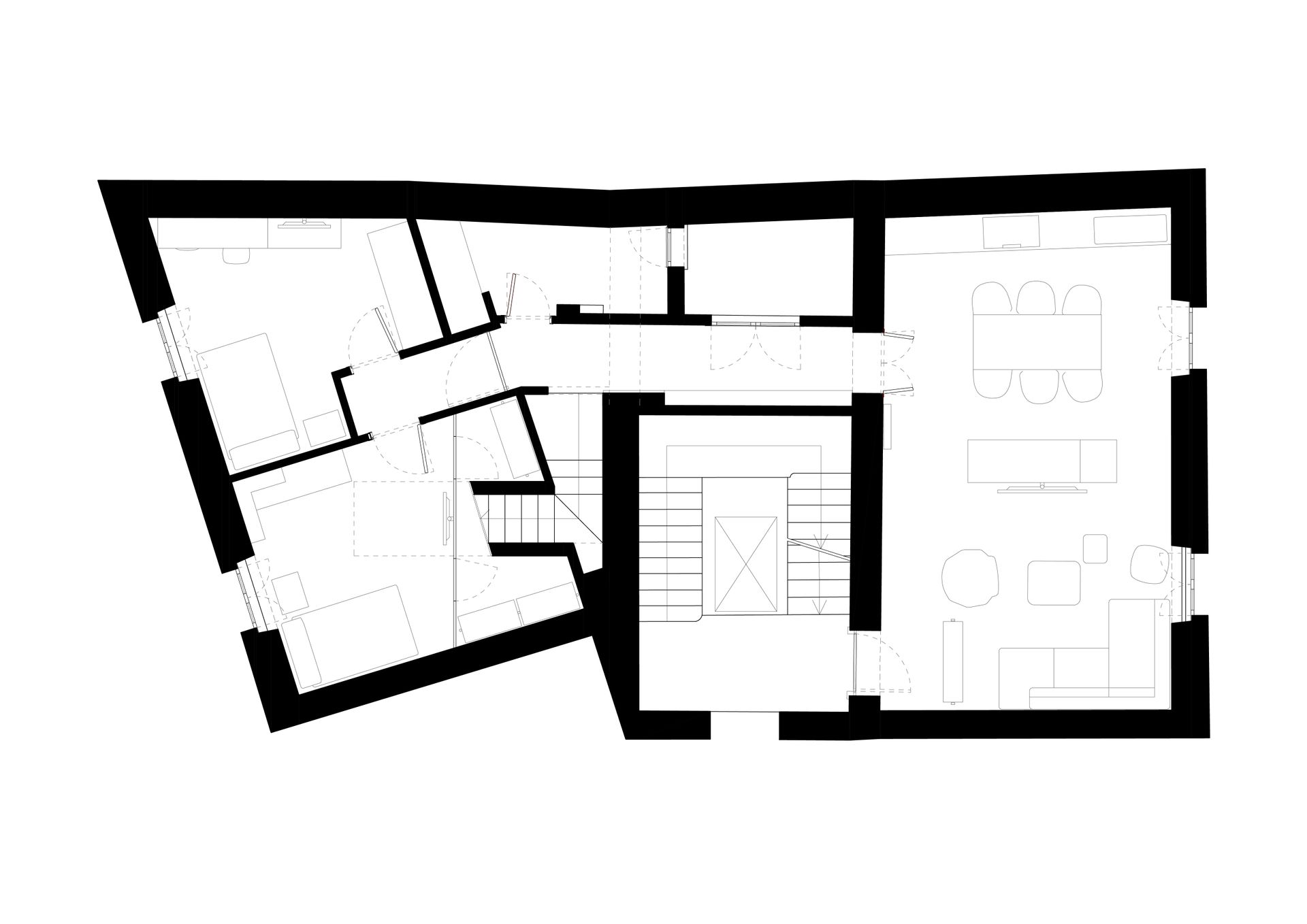 Progetto interior design, ristrutturazione appartamento attico Bergamo, Milano, Lago di Como, Londra, New York, Parigi. Officina Magisafi architettura design - pianta