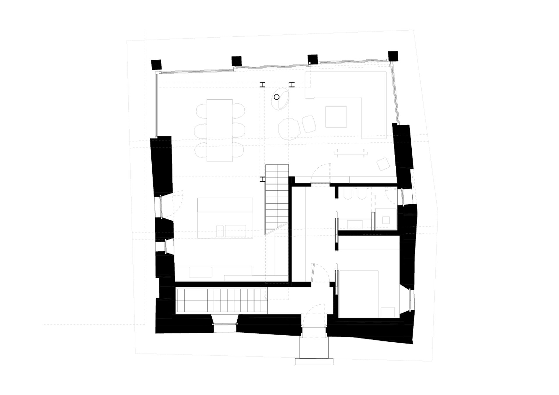 Farmhouse renovation project, recovery old house in the countryside of Bergamo. Officina Magisafi architecture design - ground floor plan