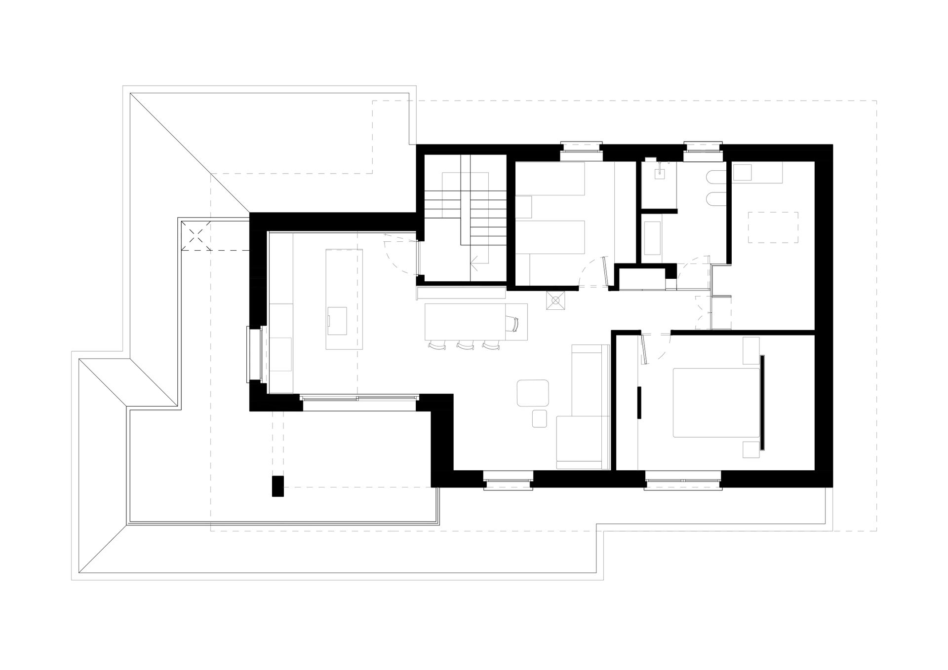Progetto interior design, ristrutturazione appartamento ultimo piano casa unifamiliare provincia di Bergamo. Officina Magisafi architettura design - pianta