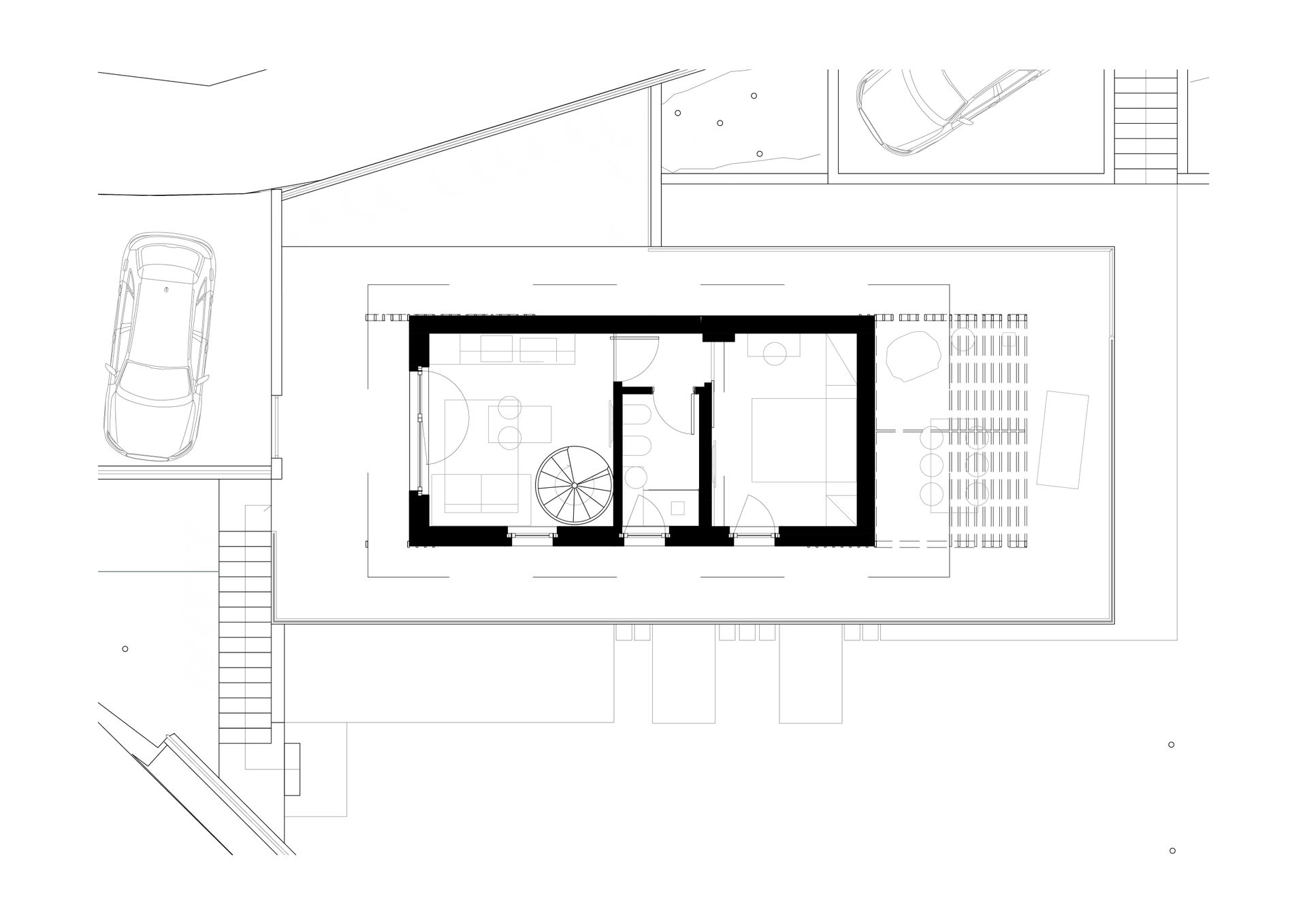 Holiday home renovation project, demolition and new construction, Bergamo, Brescia, Milan, Lake Como, Lake Garda. Officina Magisafi architecture design - first floor plan