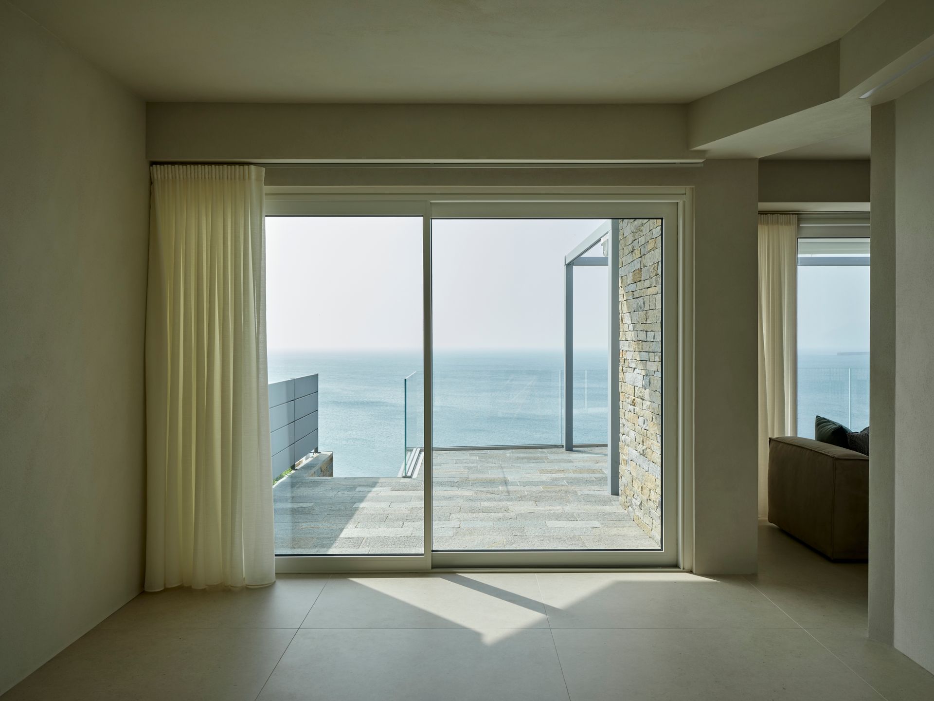 Beach house project, holiday home, tailor made furniture, cedar wood boiserie, Forte dei Marmi, Miami, French Riviera, Cinque Terre, Adriatic. Officina Magisafi architecture design - living room rendering