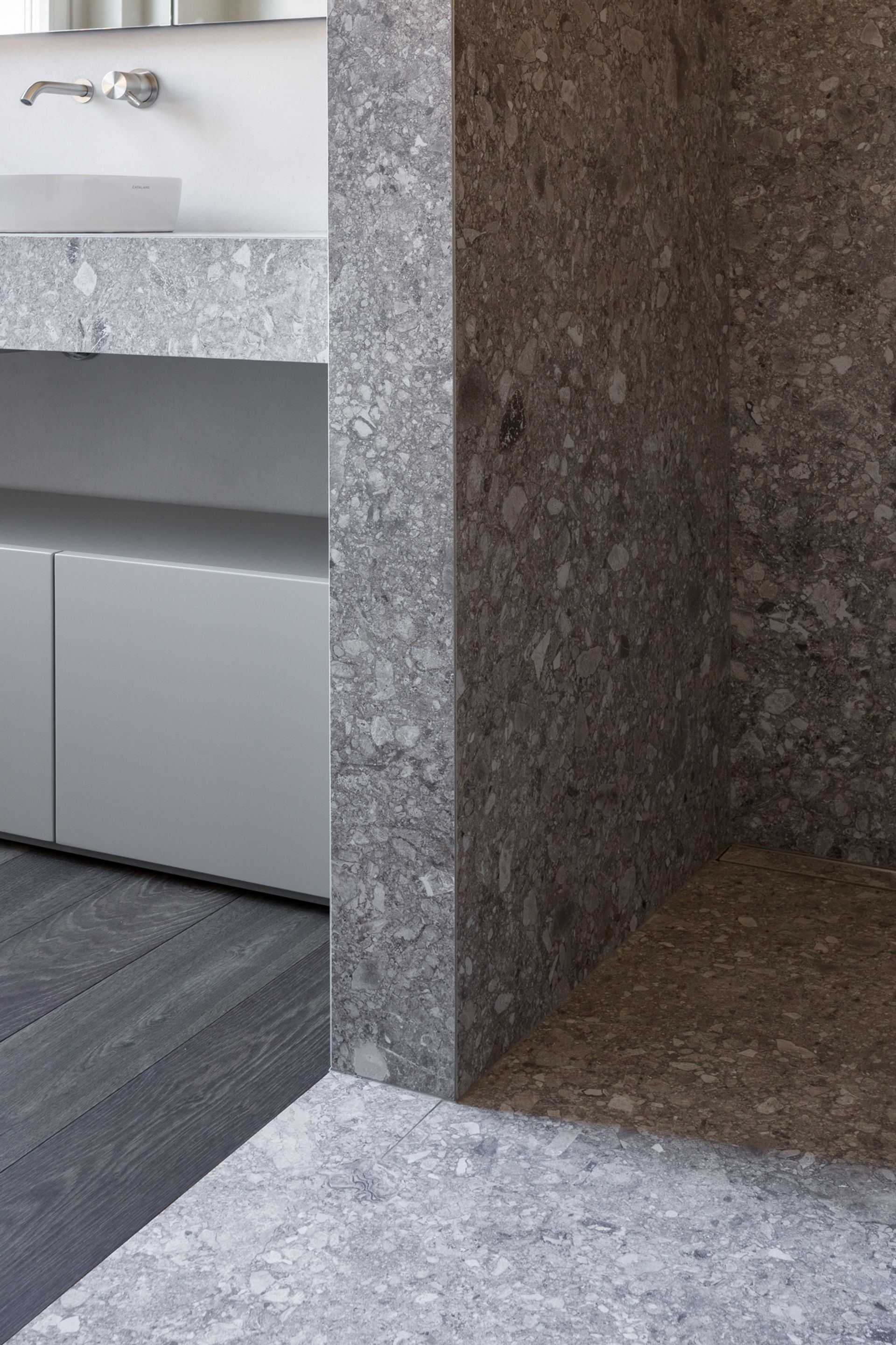 interior design project, bathroom in ceppo di Gré apartment renovation in Bergamo, Milan, London, New York, Paris, Lake Como, Gstaad - shower detail