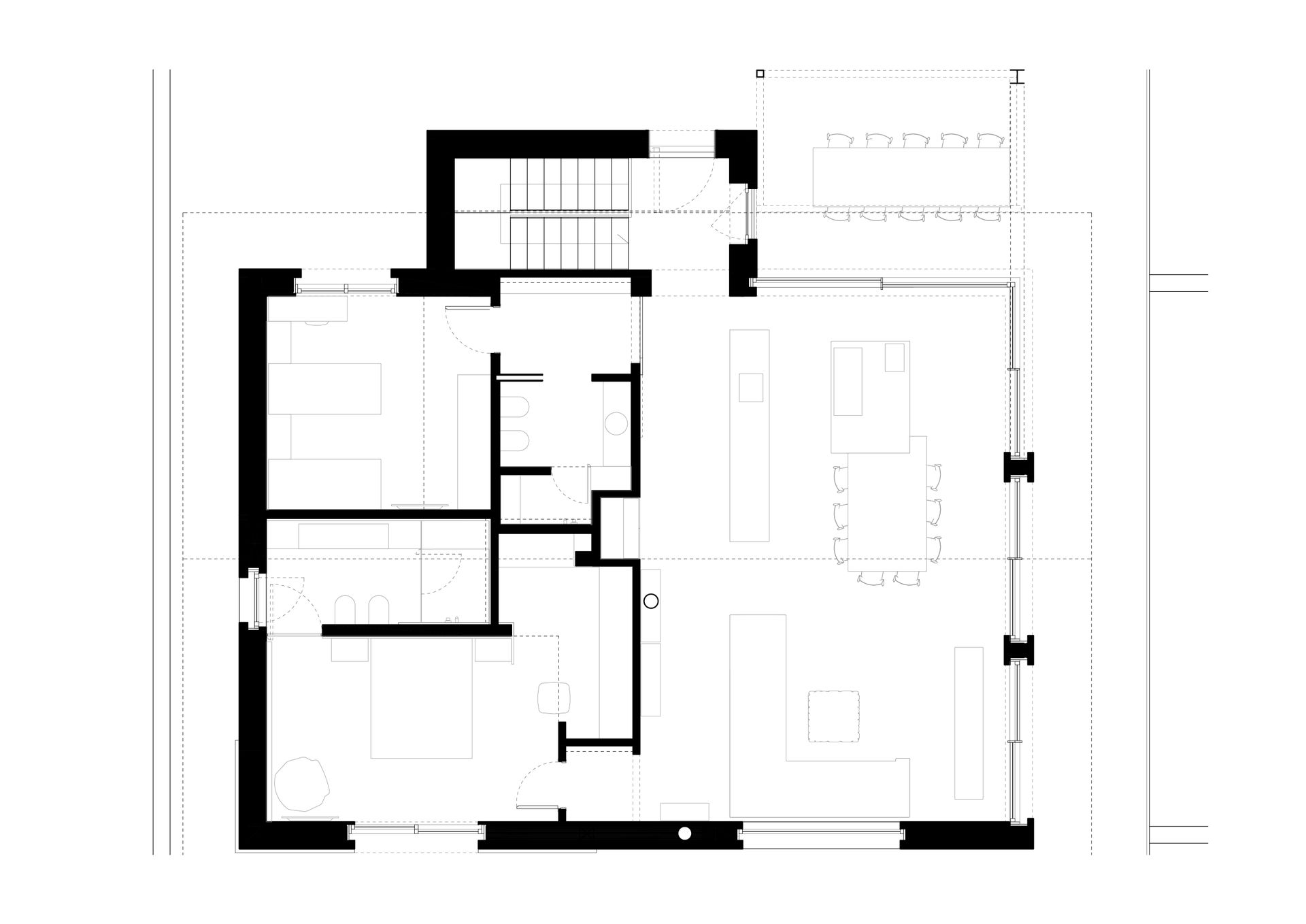 New house project, single-family house, landscape integration, loft, exposed beams Bergamo, Brescia, Milan, Como, London, Paris, New York. Officina Magisafi architecture design - floor plan