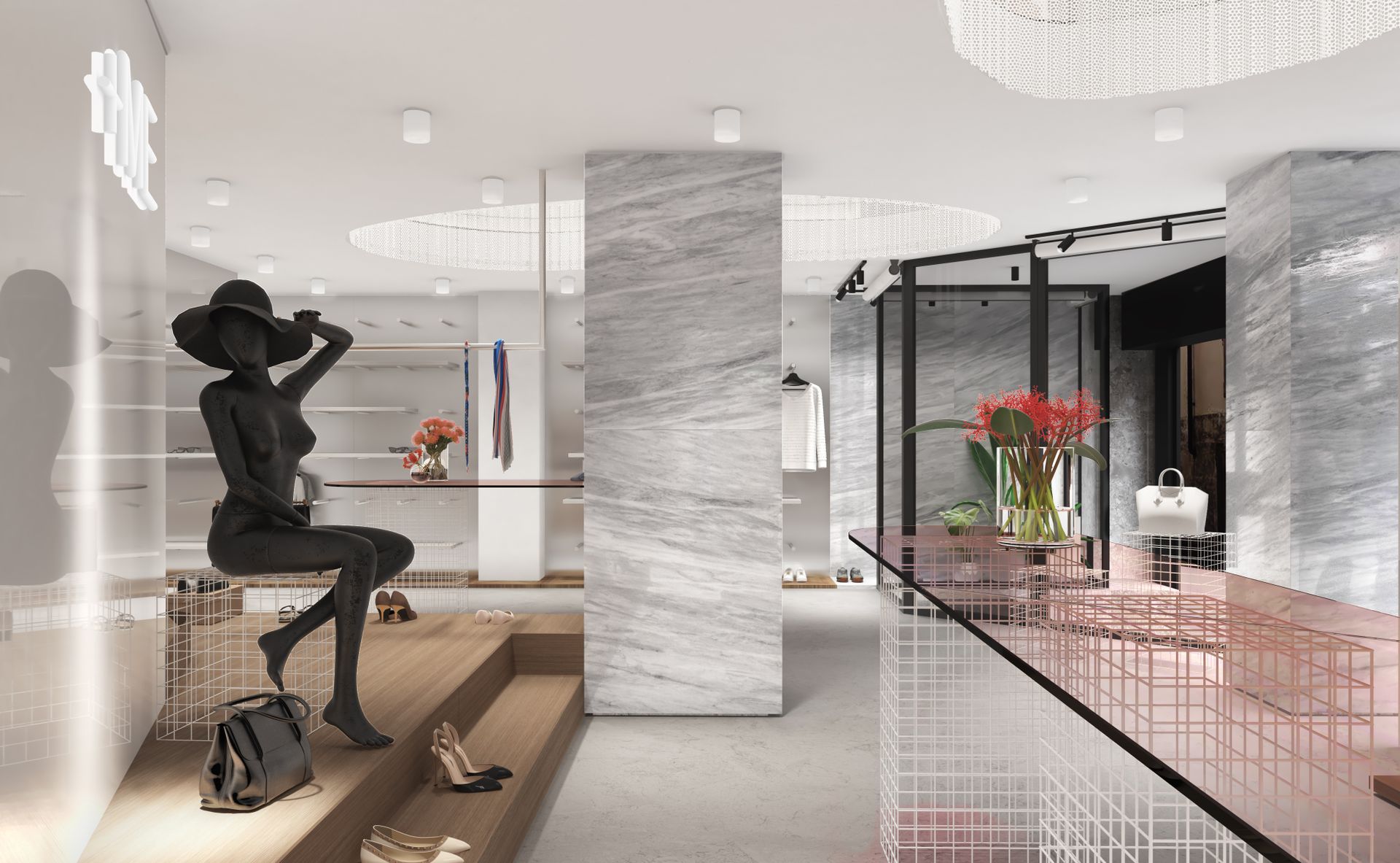 Progetto interior design, ristrutturazione e rebranding di boutique Corbù +ME moda lusso Bergamo, Milano, Lago di Como, Londra, New York, Parigi. Officina Magisafi - render negozio Progetto interior design, ristrutturazione e rebranding di boutique Corbù +ME moda lusso Bergamo, Milano, Lago di Como, Londra, New York, Parigi. Officina Magisafi - render negozio