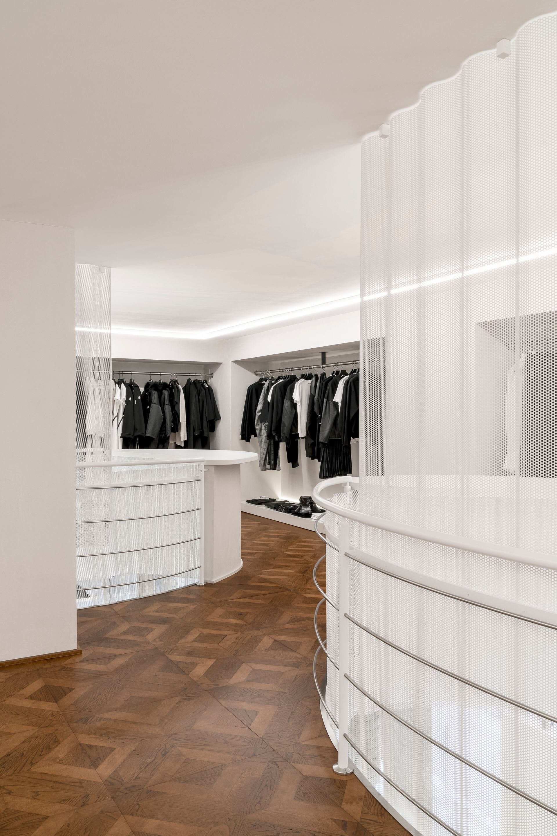 Interior design project, boutique remodeling and rebranding luxury fashion clothing Bergamo, Milan, Lake Como, London, New York, Paris. Officina Magisafi architecture design -  first floor