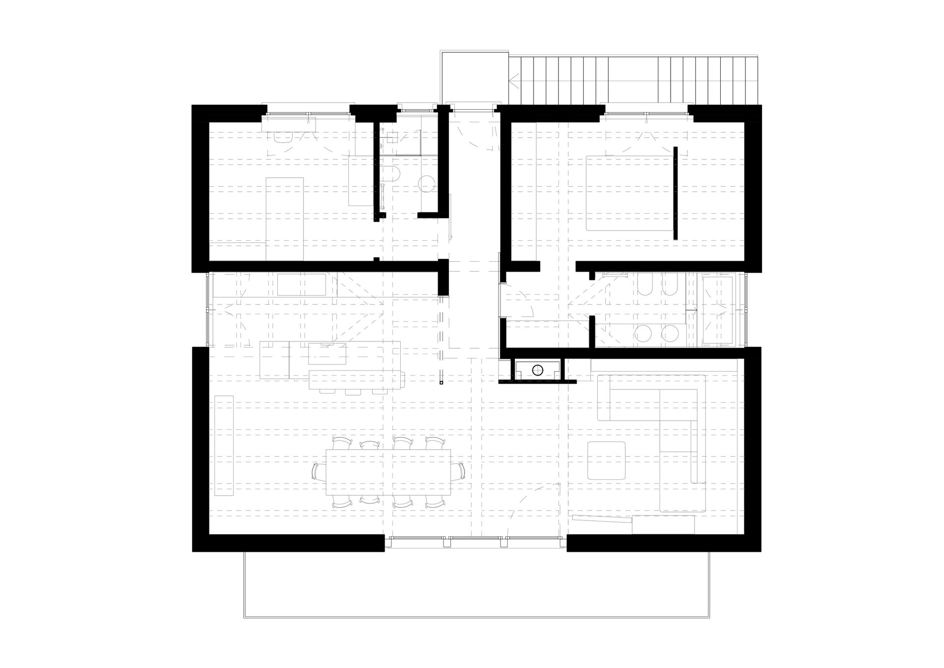Interior design project, luxury attic chalet renovation Courmayeur, Cortina d’Ampezzo, Val Gardena, St. Moritz, Trentino, Gstaad. Officina Magisafi - floor plan