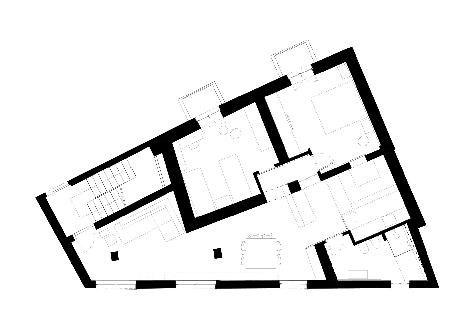 Interior design project, interior renovation, selection of finishes, custom-made furniture, works management. Officina Magisafi architecture design - floor plan