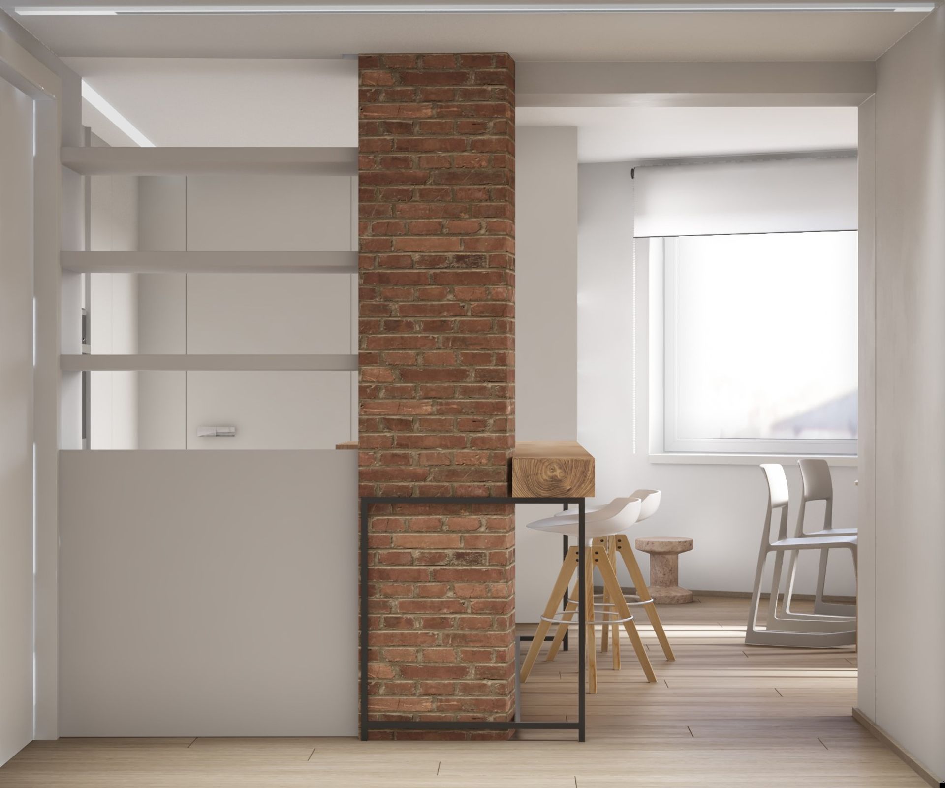 Interior design project, interior renovation, selection of finishes, custom-made furniture, works management. Officina Magisafi architecture design - dining room rendering