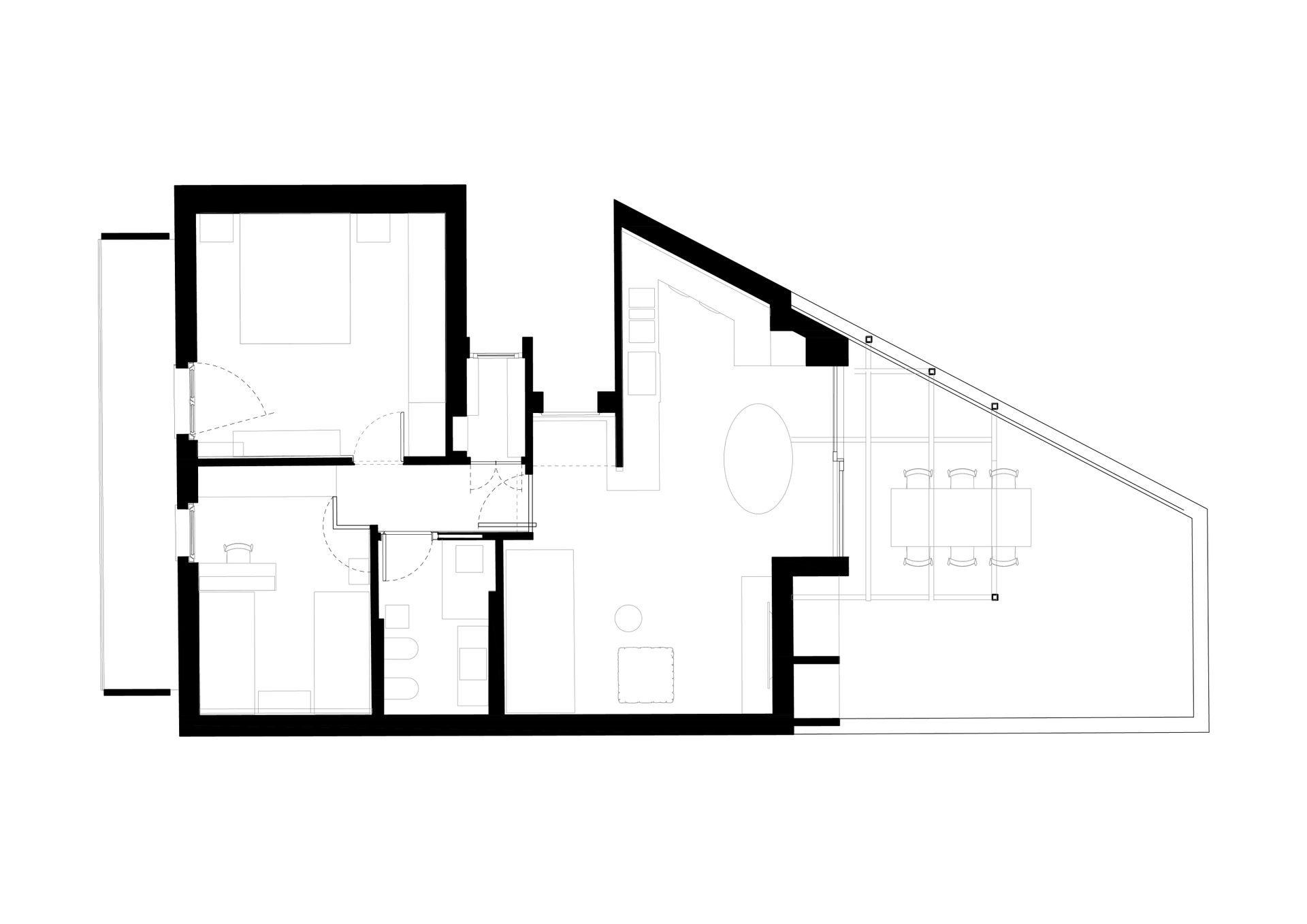 Interior design project, attic renovation with terrace with a view Bergamo, Milan, Lake Como, London, New York, Paris, Gstaad. Officina Magisafi architecture design - floor plan
