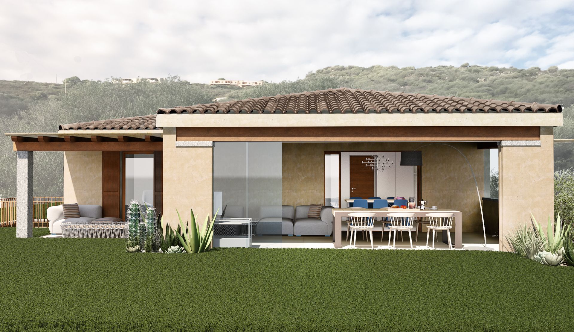 Progetto interior design, casa vacanze Golfo Aranci, Sardegna, vista isola della Tavolara. Officina Magisafi architettura design - esterni