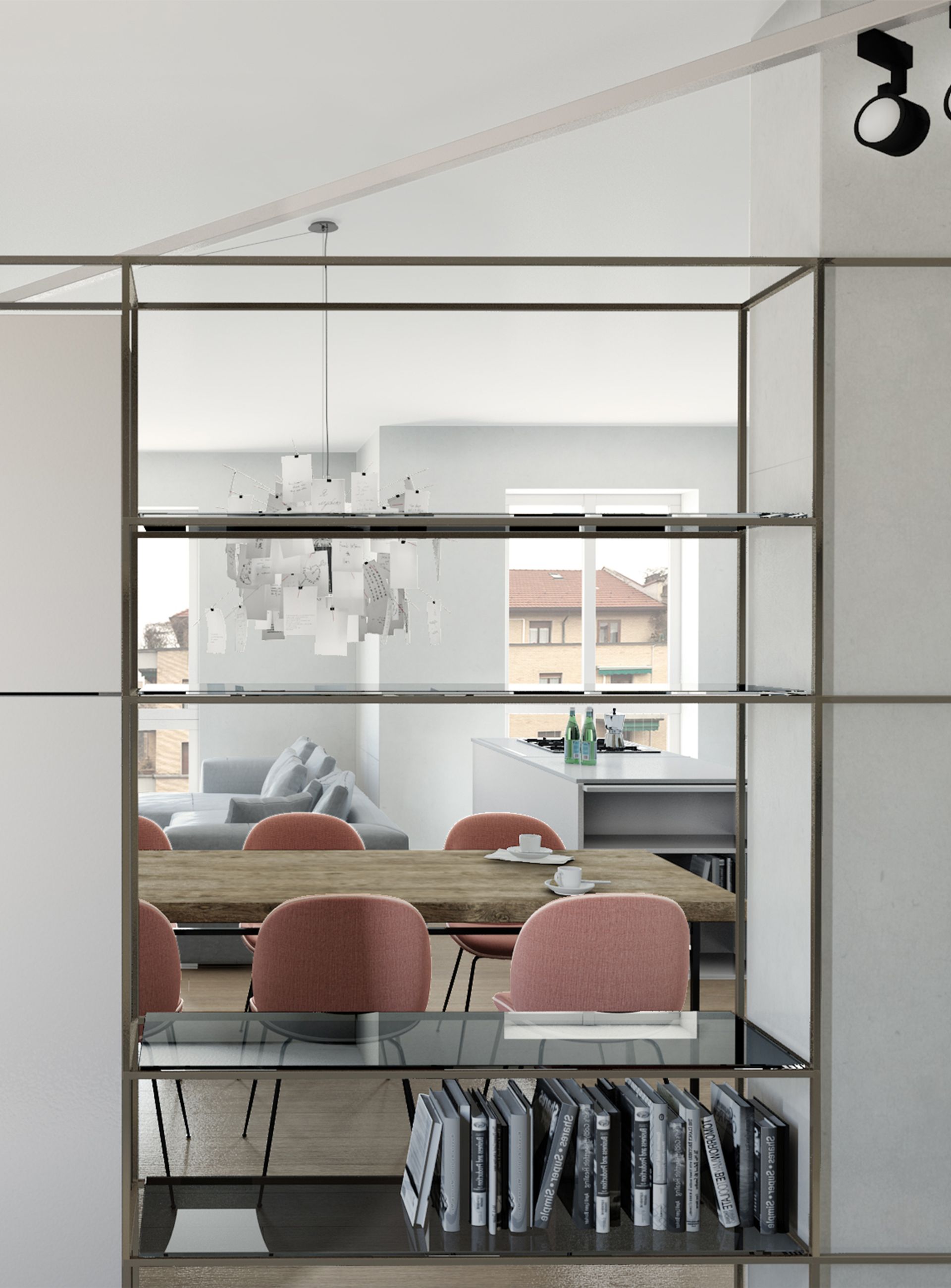 interior design project, apartment renovation in the center of Milan, Bergamo, Città Alta, London, New York, Paris, Lake Como, Gstaad. Officina Magisafi architecture design - entrance rendering